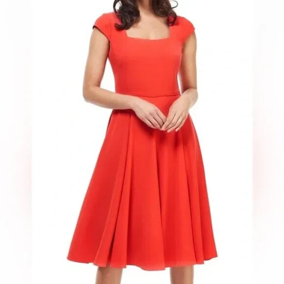 Girl Meets Glam Dress Size 8 Regina Red Whimsi Midi Fit Flare Flowy - Picture 10 of 11